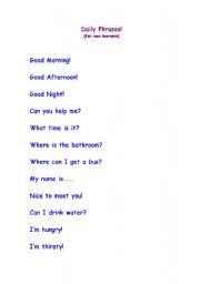 English Worksheet: Daily Phrases