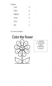 English Worksheet: Numbers and colors