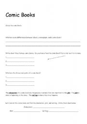 English worksheet: All about comic books