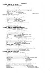 English Worksheet: past tens