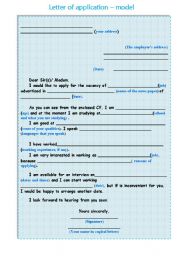 English Worksheet: Letter of application - a model