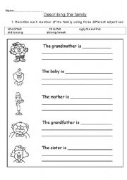 English Worksheet: Describing the family