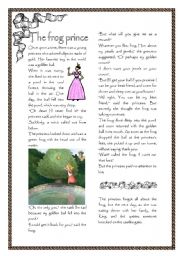 English Worksheet: Fairy tales: The frog prince (adapted for esl students)