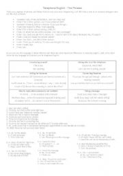 English Worksheet: telephone conversation