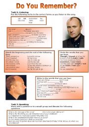 English Worksheet: Do You Remember? by Phil Collins