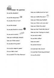 English worksheet: Do Does Can