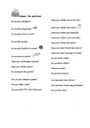 English Worksheet: Do Does Can