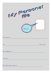 English worksheet: My personal file