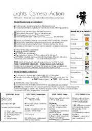 English Worksheet: LIGHTS, CAMERAS, ACTION! (Movie project)