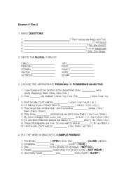 English worksheet: Grammatical exam