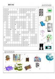 English Worksheet: House Crossword