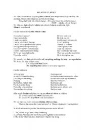 English Worksheet: RELATIVE CLAUSES