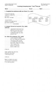 English worksheet: song