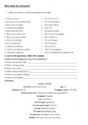 English Worksheet: How much do you know