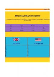 English worksheet: BRITISH OR AMERICAN NOUNS 