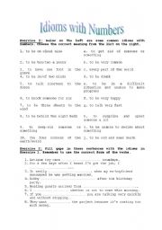 English Worksheet: Idioms with Numbers