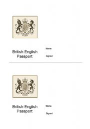 English Worksheet: British English Passport