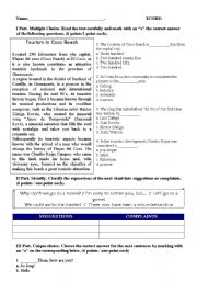 English Worksheet: High School Exam, Tenth Grade