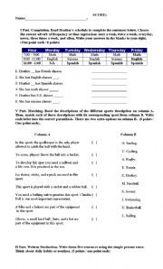 English Worksheet: EXAM ABOUT SPORTS AND ENTERTAINMENT