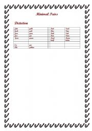 English worksheet: minimal pairs