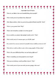 English Worksheet: speech topics