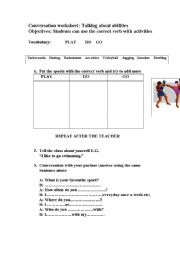 English Worksheet: Verbs for free time activities