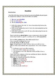 English worksheet: prepositions