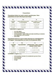 English worksheet: prepositions