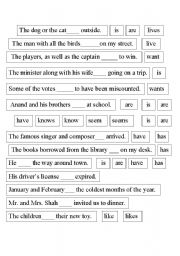 English Worksheet: subject verb agreement