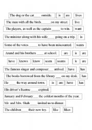 English worksheet: subject verb agreement