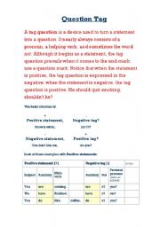 English worksheet: Question tag