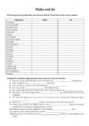 English Worksheet: Make & do