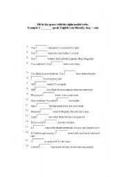English Worksheet: Modals Verbs
