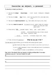 English Worksheet: to describe an object a present