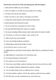 English Worksheet: Subject and verb agreement