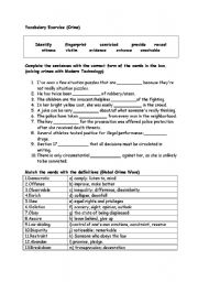English Worksheet: vocabulary revision about crime