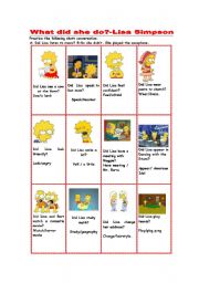 English Worksheet: What did she do?  - Lisa Simpson