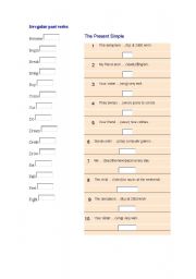 English Worksheet: irregular verbs and present simple