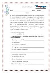 Test paper - My Holidays (adapted)