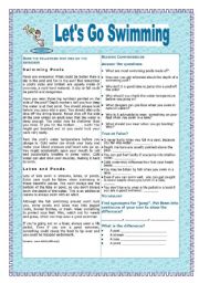 English Worksheet: Lets Go Swimming