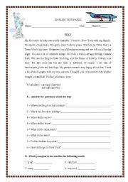 Test paper - My holidays