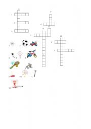 English worksheet: toy crossword