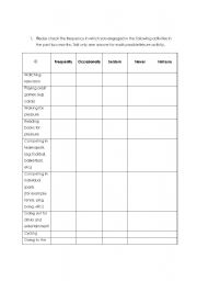 English worksheet: leisure activities