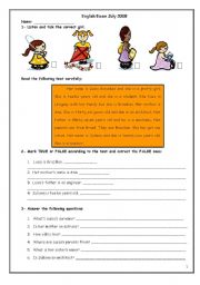English Worksheet: Test present simple personal information 6 exercises