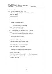 English worksheet: reading exam questions 