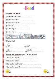English Worksheet: Food