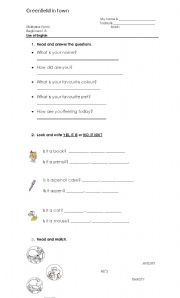 English worksheet: Reading comprehension test