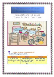 Prepositions of place, furniture, prepositions of place 