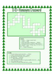 English Worksheet: 0-10 + Homonyms Crossword