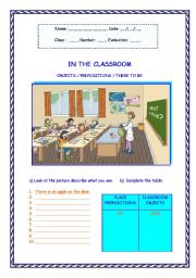 English Worksheet: In the classroom 